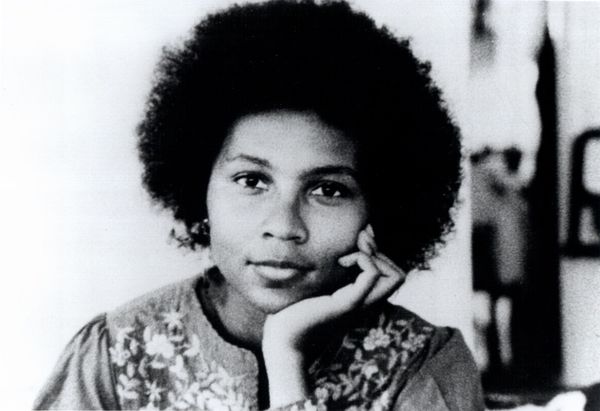 Black and white image of bell hooks