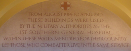 Message in Southern Hospital Great Hall, University of Birmingham