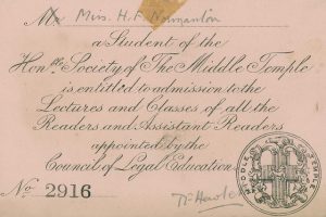 Helena Normanton’s law student card from the LSE Library