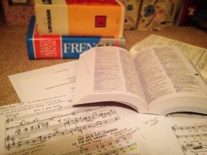 Scores and dictionaries, photo by Zoe Lumsden.