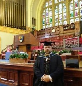 Rik at his graduation ceremony in the Great Hall in July 2017