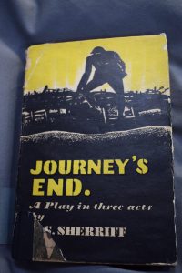 The front cover for the American publication of Journey’s End by R. C. Sherriff, which can be found in the Cadbury Research library. The library has numerous other versions of the play, including French and German editions. There is also a vast array of archival material. 