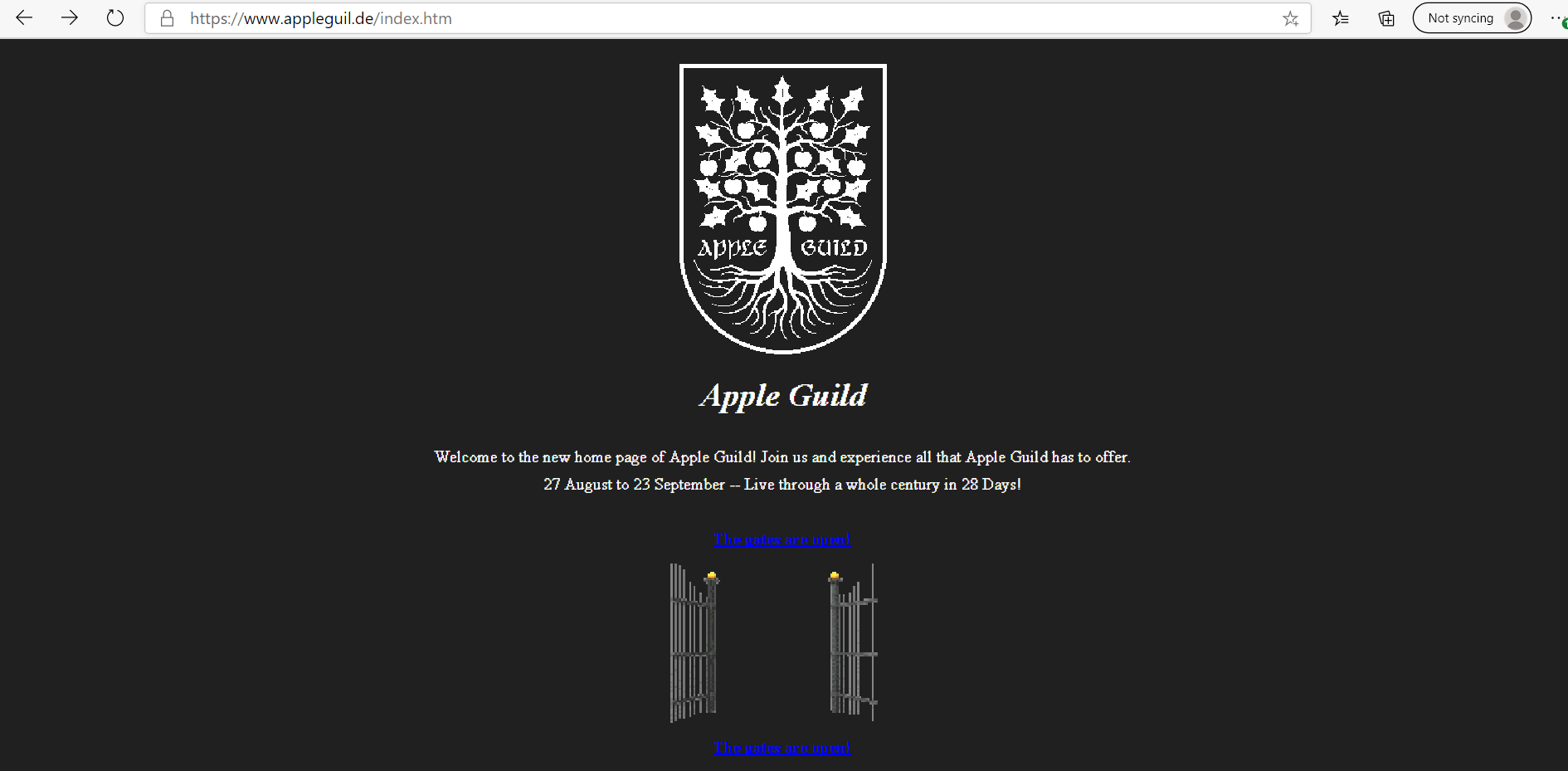 This image shows the Welcome Page for the Discord server appleguil.de ('Apple Guild').