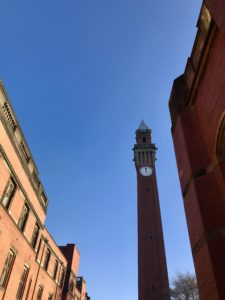 Photo of Old Joe clock tower against clear blue skies 