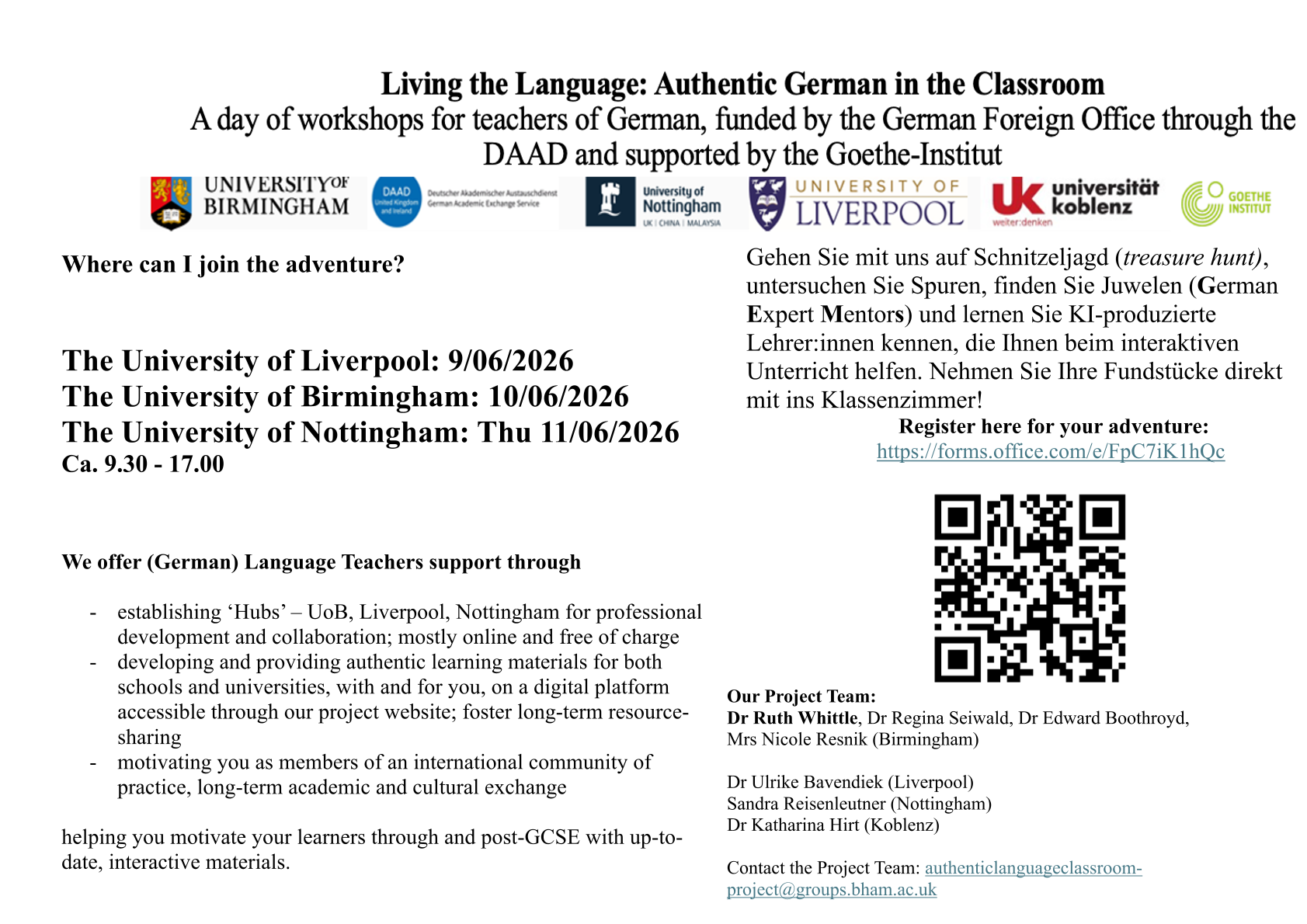 Join our event in June. It's a workshop for teachers of German. Here you can learn how to promote learning German, how to network, get more fun materials, join a network of support with materials, motivation, community of practice and much more. Learn German in the UK.