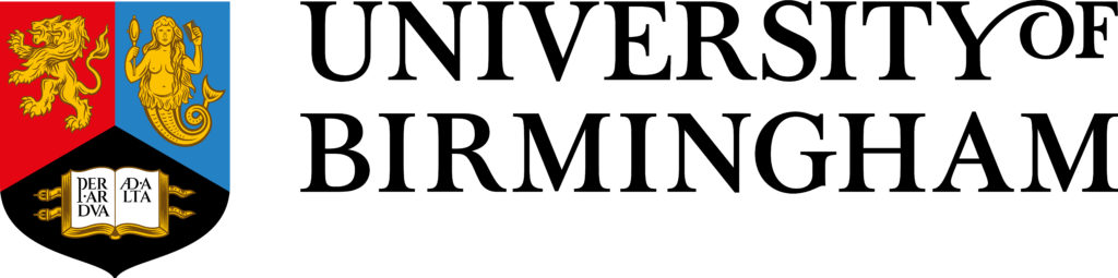 University of Birmingham logo with red, blue, black crest