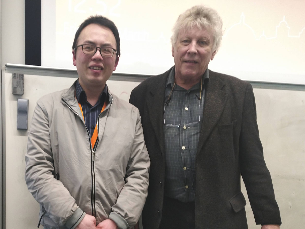 Chen and Guy at the “Demystifying Forensic Musicology” Workshop (University of Birmingham, March 2023)