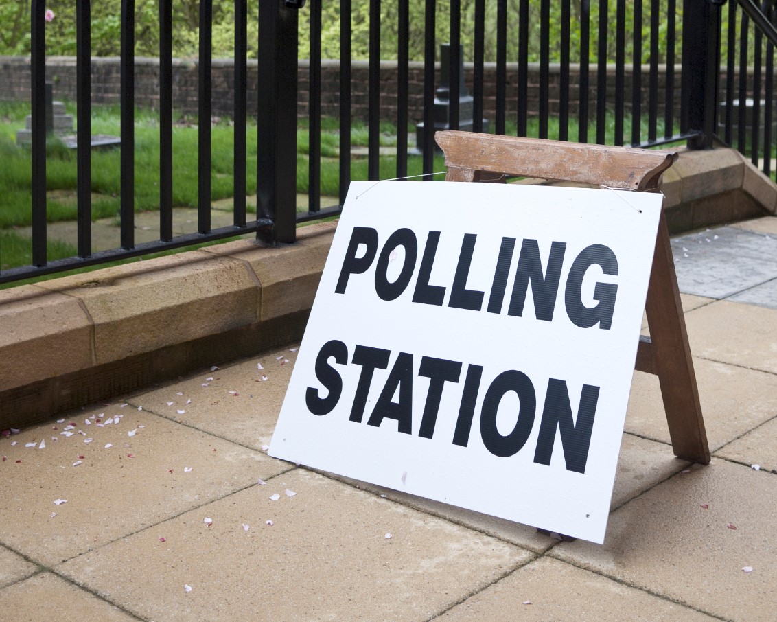 Image of a polling station sign