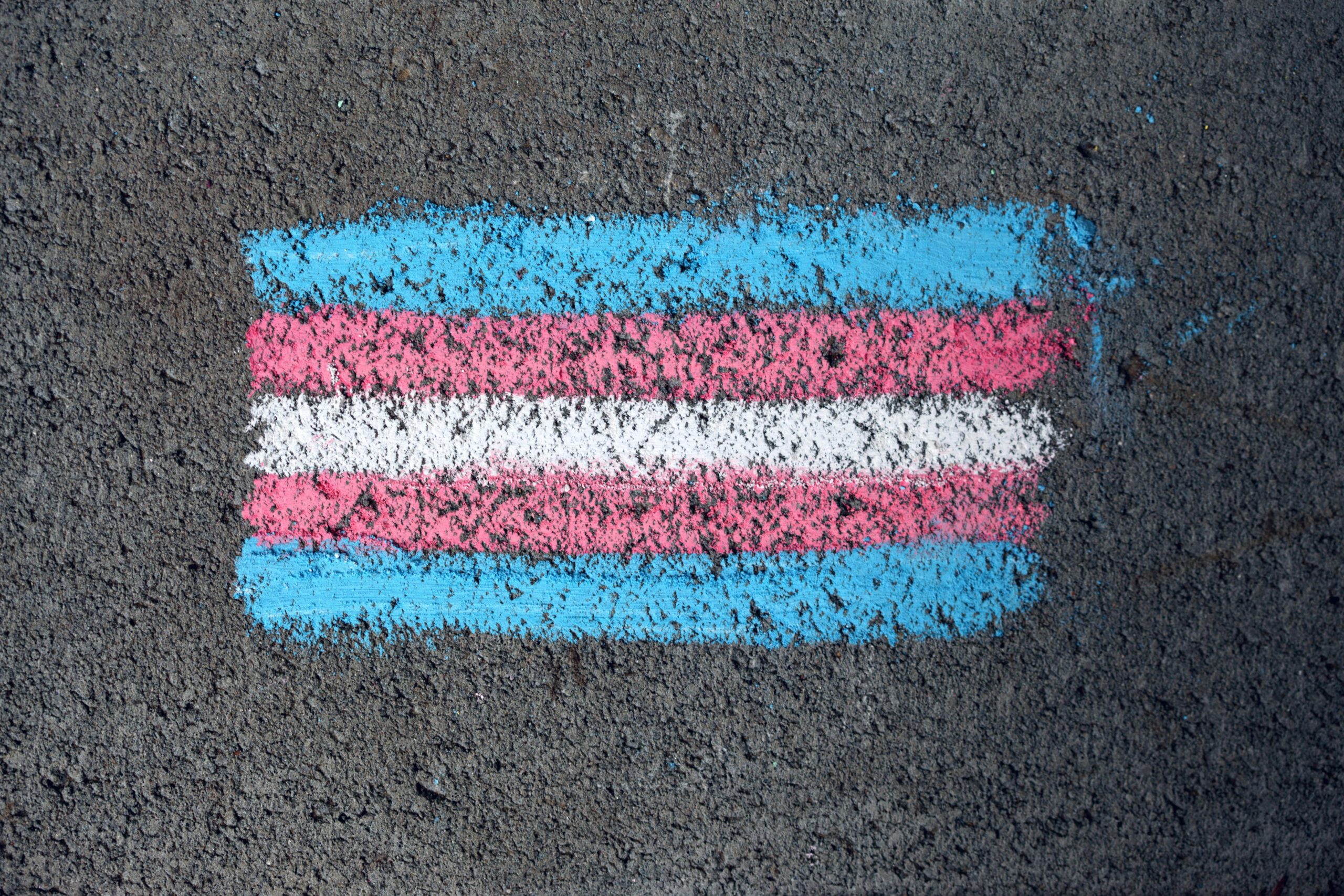 Chalk drawn Transgender Pride Flag