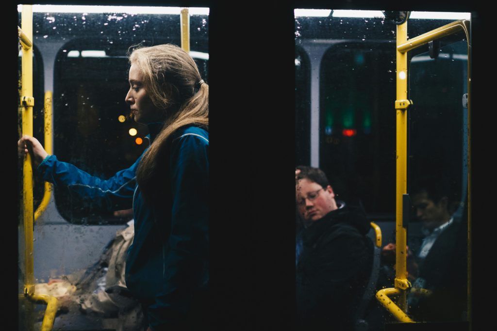 Young woman on a bus