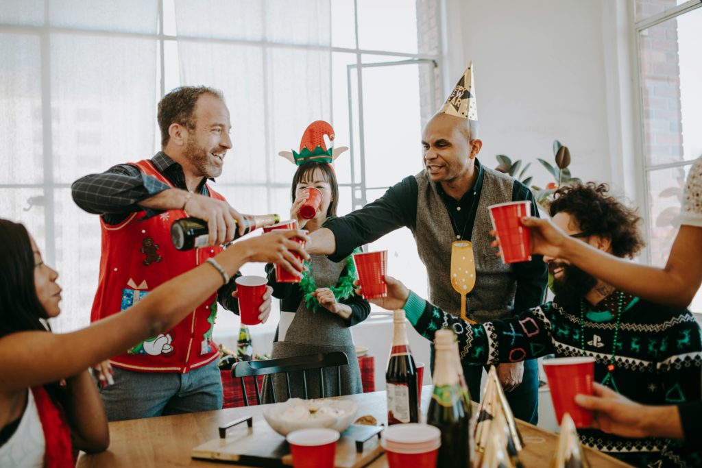 Friends enjoy a Christmas Party