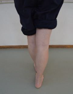 Womans feet showing tight rope exercise