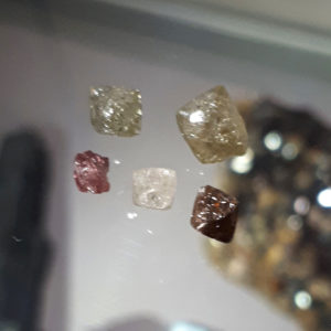 Photo of several raw diamonds