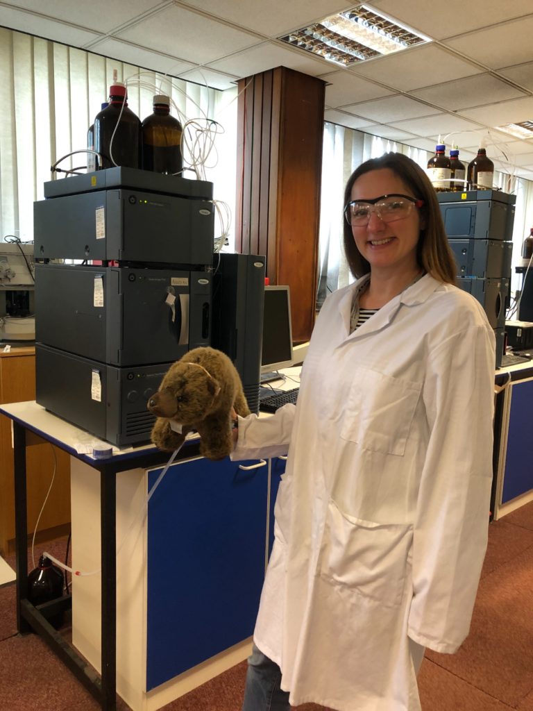 Anna showing Bear the lab!