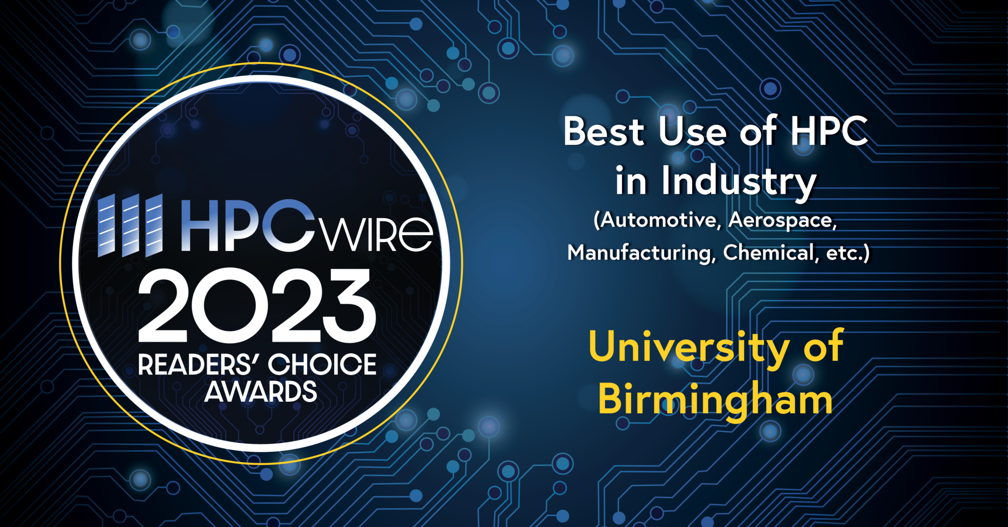 Hpc Wire Award 2023 Winners Birmingham Environment For Academic Research 