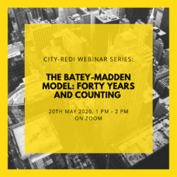 City-REDI Webinar Series: The Batey-Madden model: forty years and counting (or should that be multiplying (?!) – 20th May, 1 pm – 2 pm