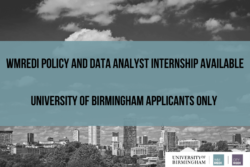 University of Birmingham Students Wanted for Internship at WMREDI