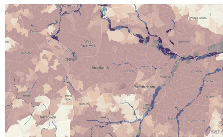 Sandwell, Walsall, Wolverhampton, and Central Birmingham are at greatest risk of flood related health problems in the West Midlands, due to high deprivation levels. 