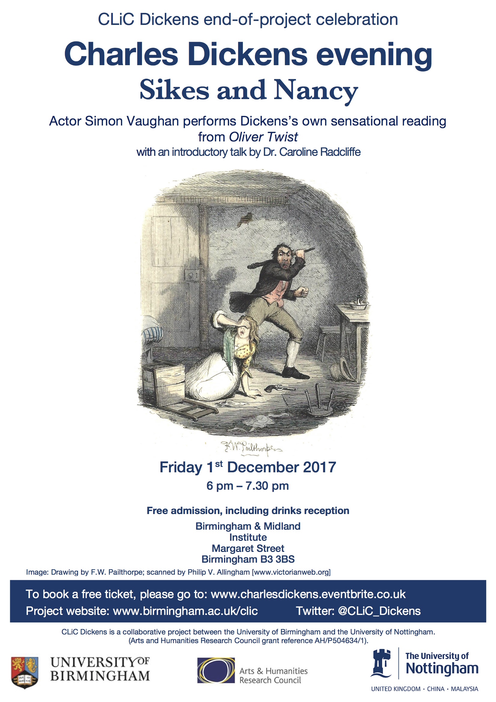 Event announcement 1 December is CLiC Dickens Day CLiC Fiction