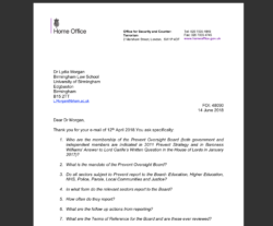 Home Office Refuses FOI Request on the Prevent Oversight Board
