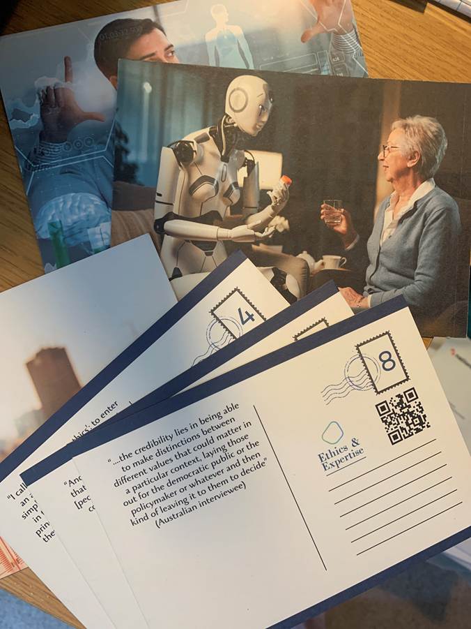 Postcards with ethical provocations used in the meeting