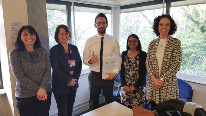 Syed, pictured with supervisors (Tracy & Louise) and examiners (Hema and Emma).