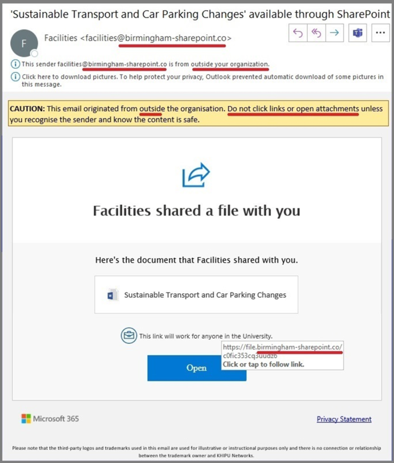 Simulated Phishing email of December 2023 – IT Security
