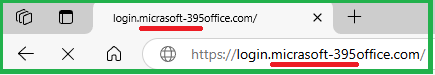 Screenshot of the fake sign-in screen showing the sign-in URL link is m I c r A s o f t hyphen 3 9 5 office.com