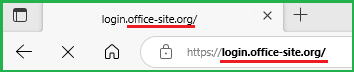 Screenshot of address bar of sign-in screen with red highlights showing the URL is not zoom.com or Zoom.us but office-site.org