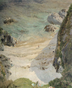A oil on canvas painting of a bay.