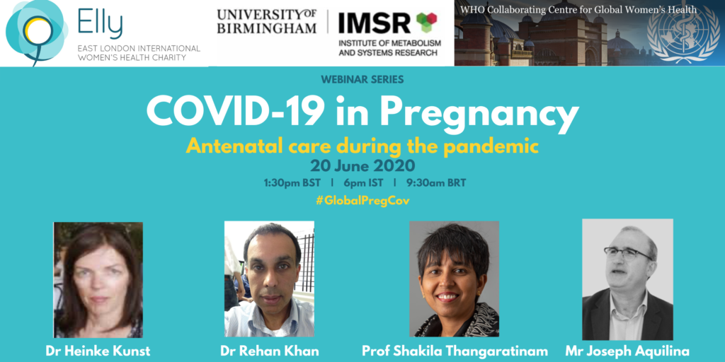 Poster for Pregnancy in Covid 19 webinar events June 20th 2020