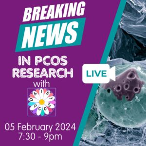 Image shows logo for Verity the PCOS charity and DAISy-PCOS a research project. The date of the webinar is shown as 5th February 2024.
