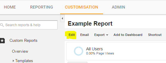 Google analytics - edit a custom report